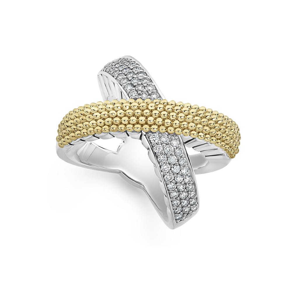 LAGOS Gold Caviar Diamond X Ring