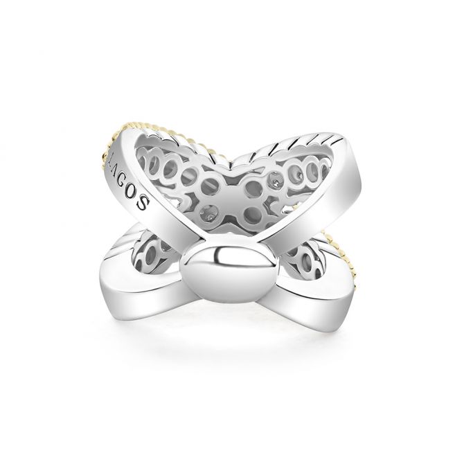 LAGOS Gold Caviar Diamond X Ring