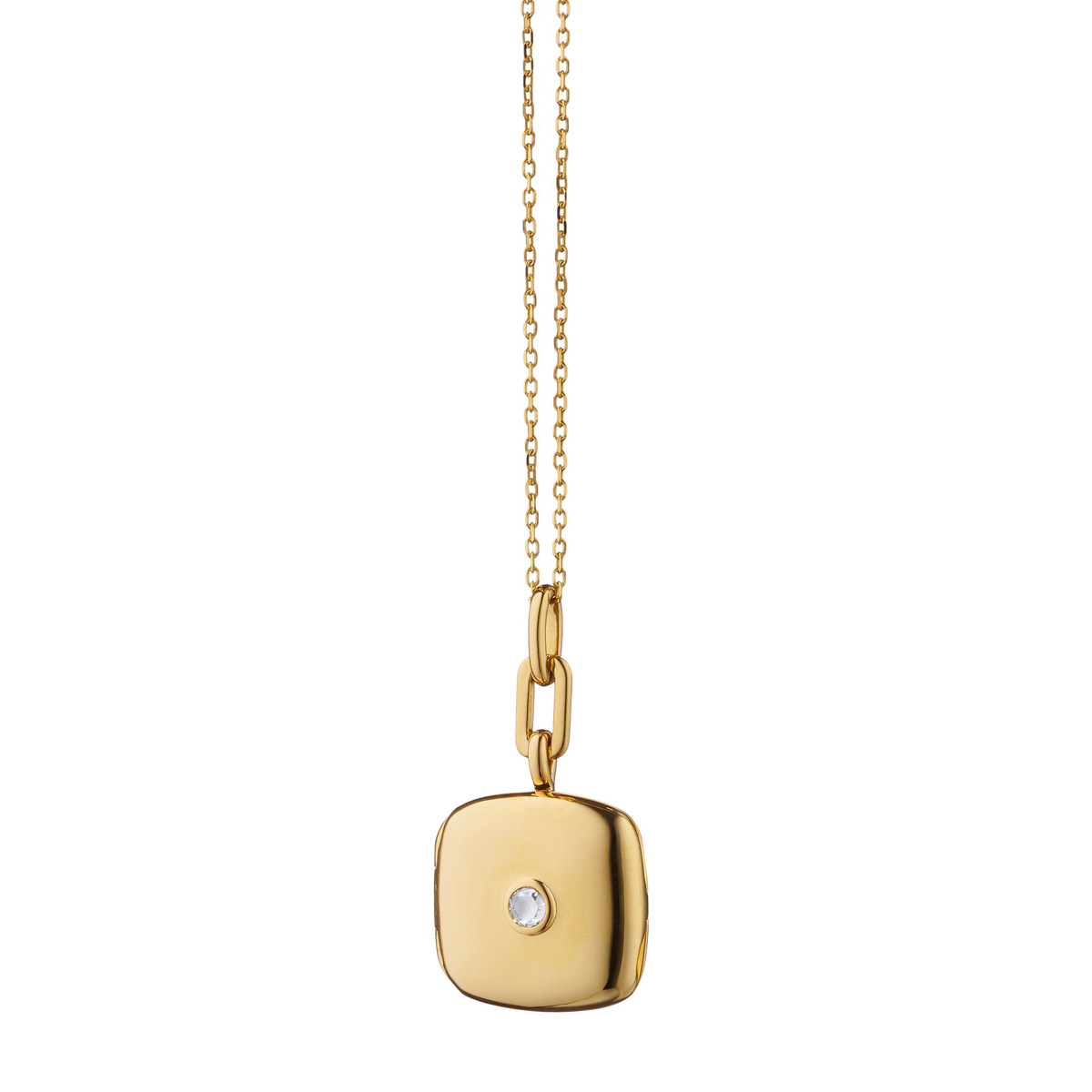 Monica Rich Kosann Slim Cushion Viv Locket with Diamond in 18K Yellow Gold