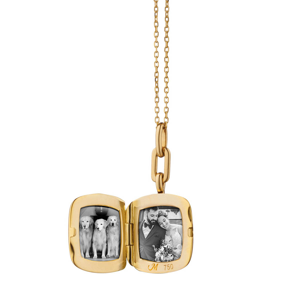 Monica Rich Kosann Slim Cushion Viv Locket with Diamond in 18K Yellow Gold