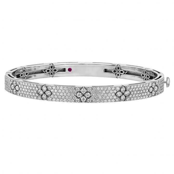 Roberto Coin Love in Verona Diamond Pavé Bangle Bracelet in 18K White Gold