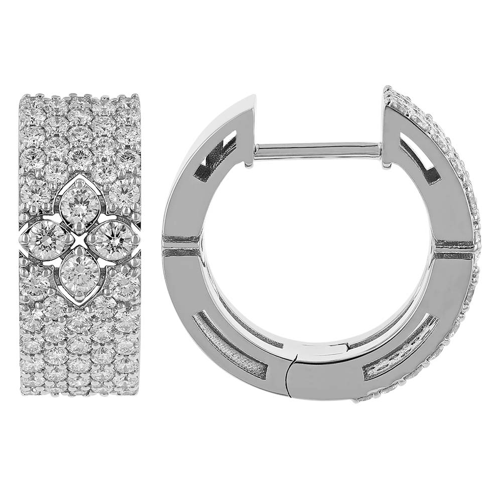 Roberto Coin Love in Verona Diamond Pavé Small Hoop Earrings in 18K White Gold