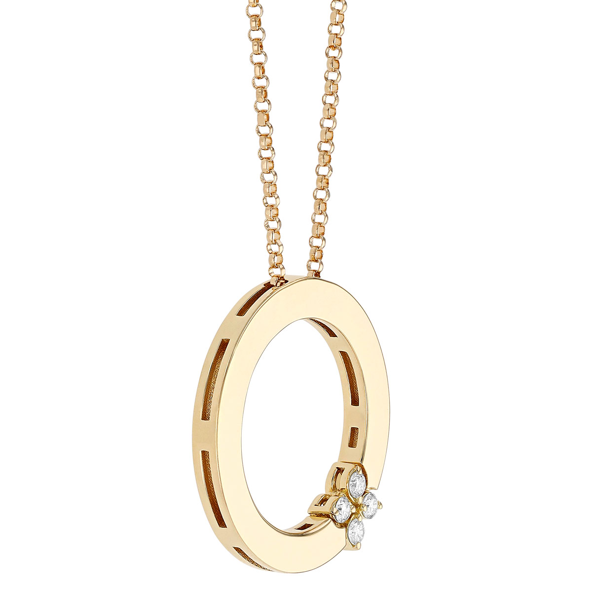 Roberto Coin Love in Verona Yellow Gold Circle of Life Pendant with Diamond Flower