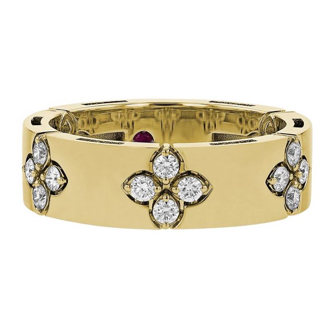 Roberto Coin Love in Verona Diamond Ring in Yellow Gold Medium Width