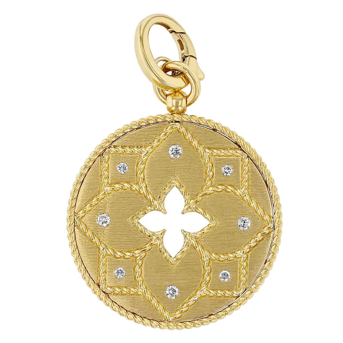 Roberto Coin Venetian Princess 18K Gold Satin Cutout Medallion with Diamonds