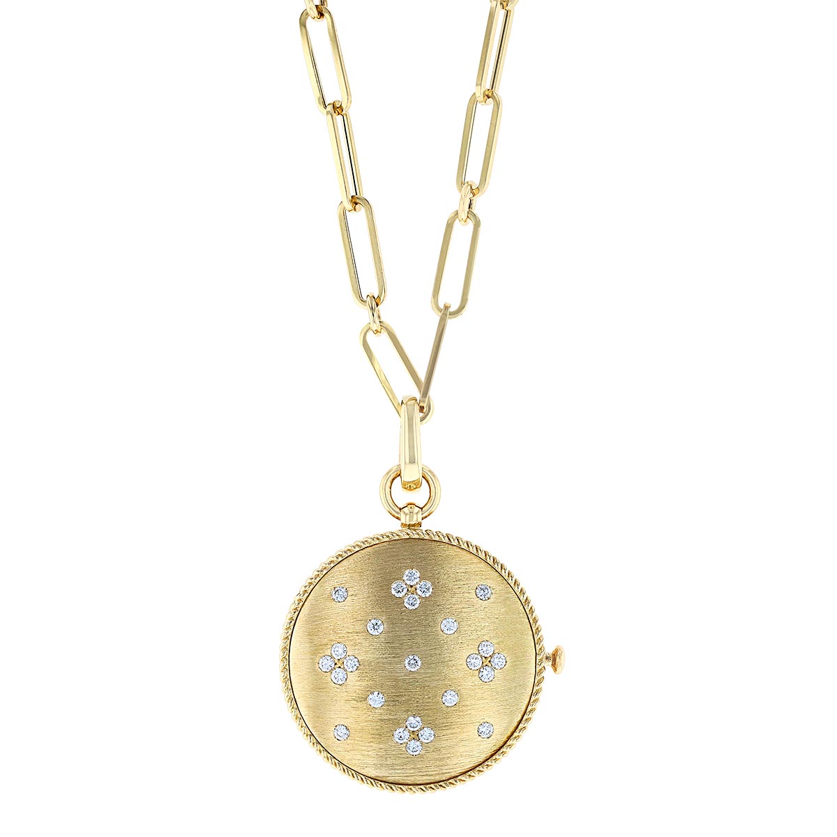 Roberto Coin Venetian Princess Yellow Gold Locket with Diamonds, 19