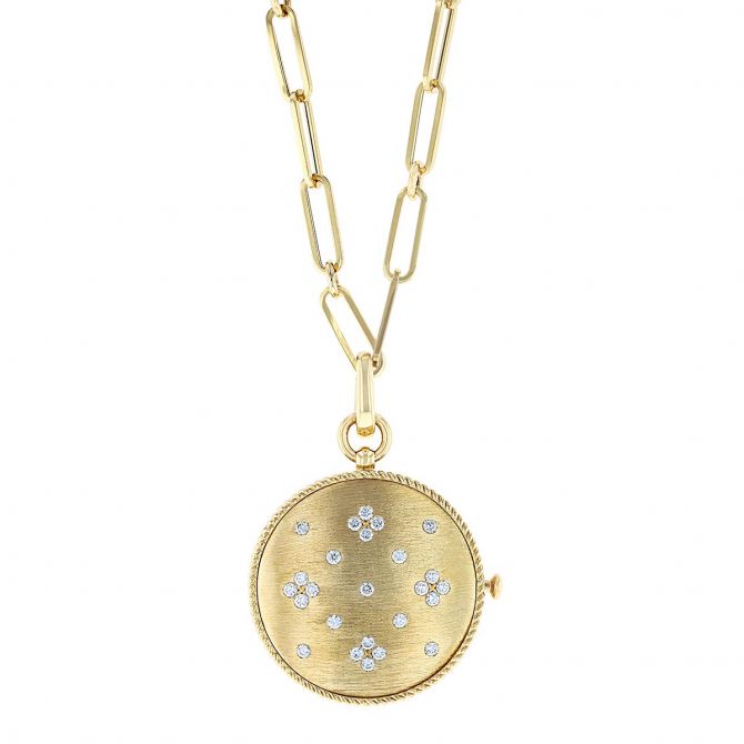 Roberto Coin Venetian Princess Yellow Gold Locket with Diamonds, 19"