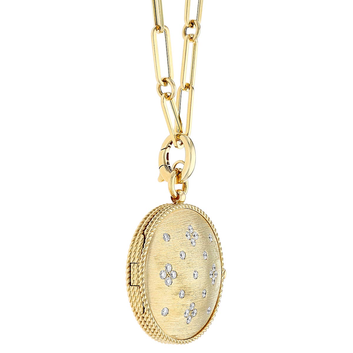 Roberto Coin Venetian Princess Yellow Gold Locket with Diamonds, 19