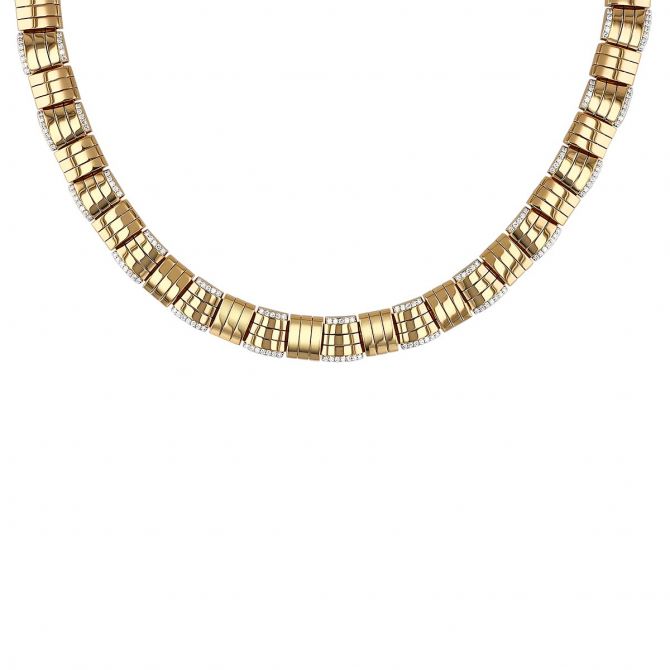 Roberto Coin Veneto Yellow Gold Necklace with Diamonds, 16"