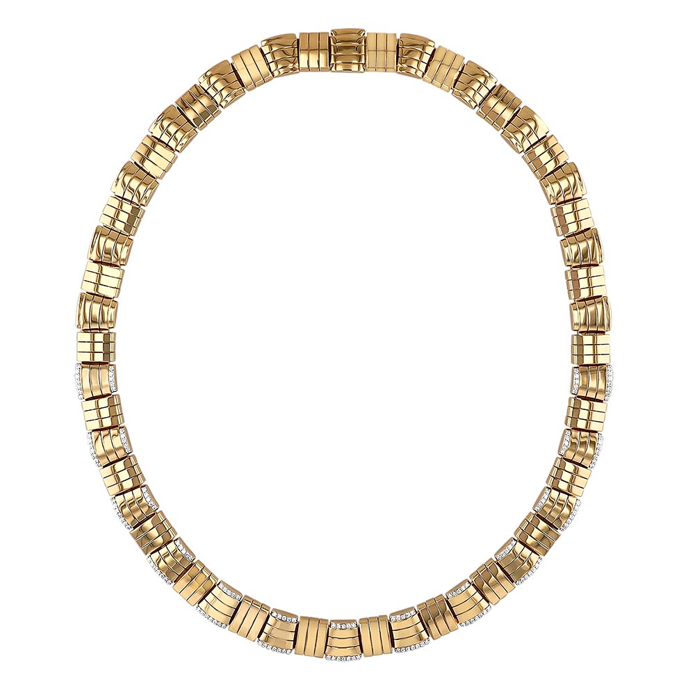 Roberto Coin Veneto Yellow Gold Necklace with Diamonds, 16