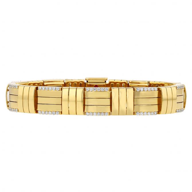 Roberto Coin Veneto Yellow Gold Bracelet with Diamonds, 7"