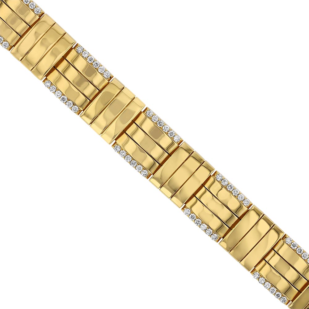 Roberto Coin Veneto Yellow Gold Bracelet with Diamonds, 7