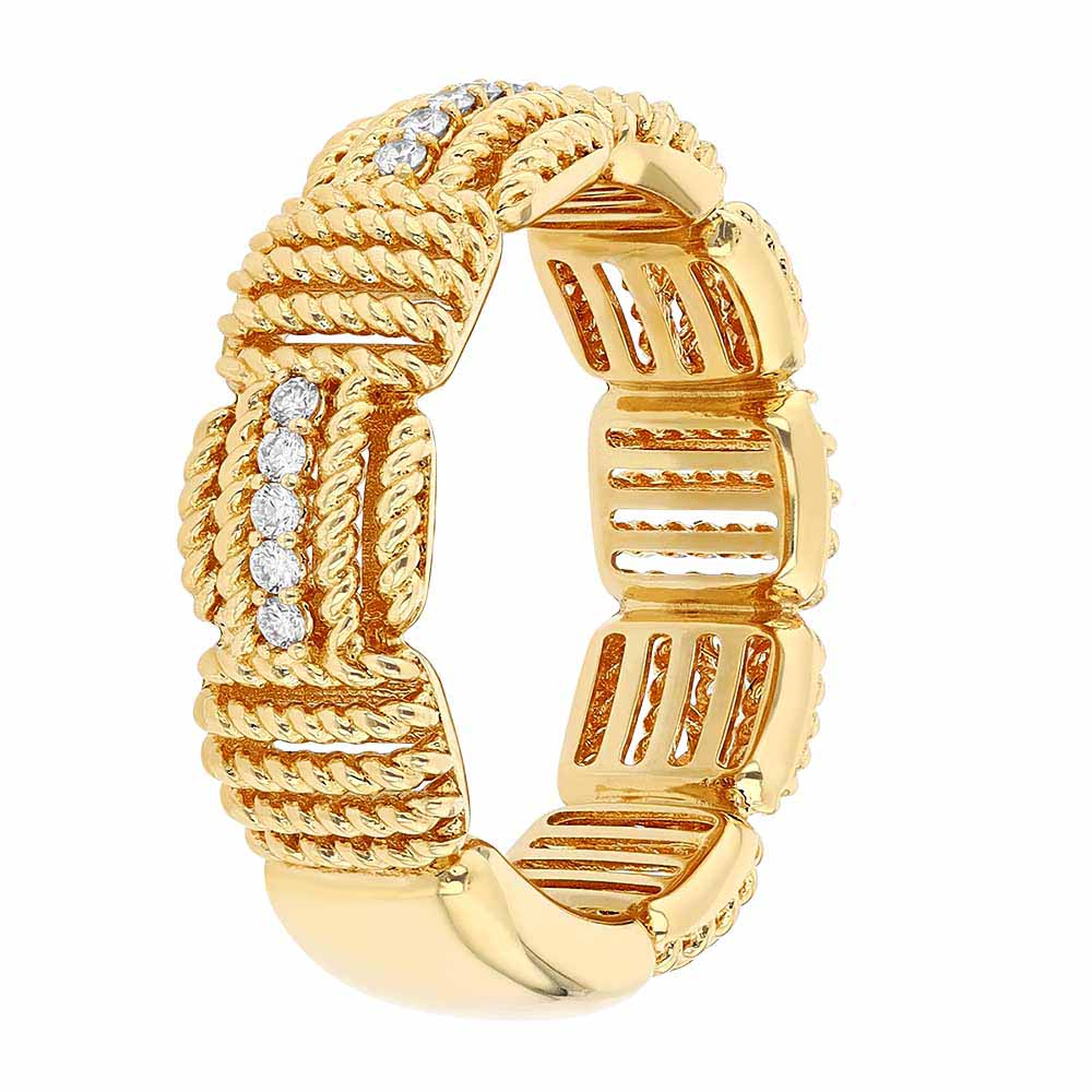 Roberto Coin Opera Yellow Gold Ring with Diamond Accents