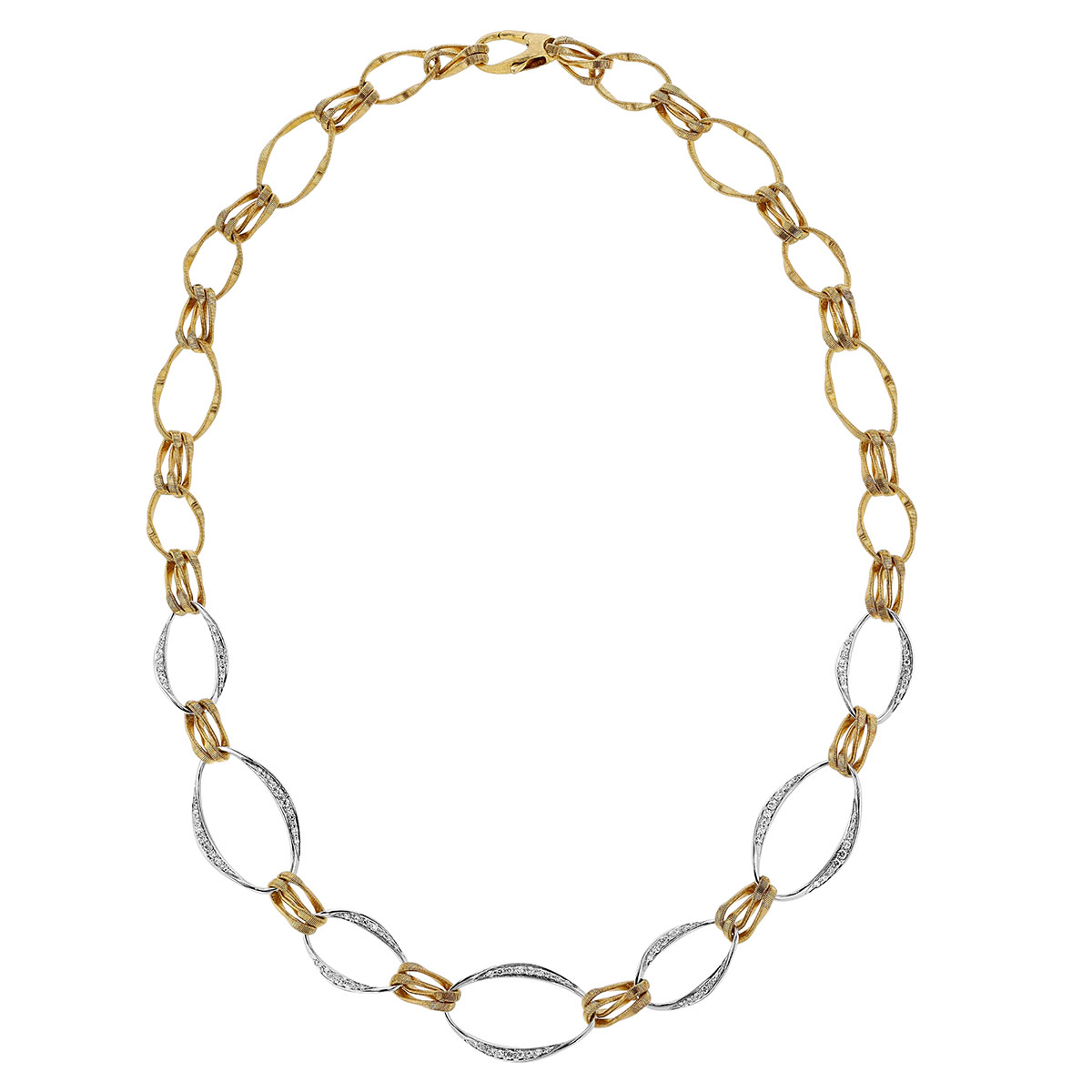 Marco Bicego Marrakech Onde Two Tone Link Necklace with Diamonds