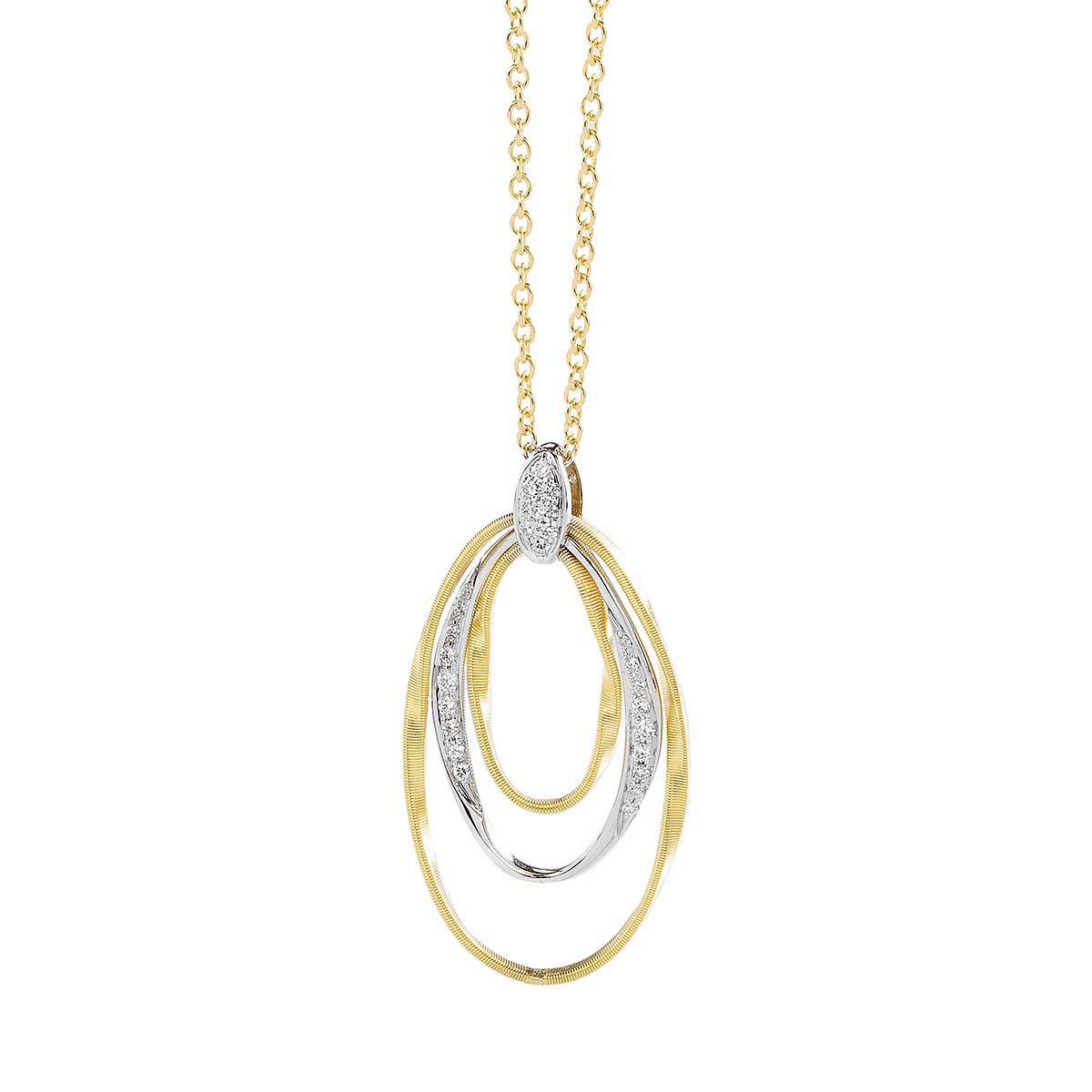 Marco Bicego Marrakech Onde 18K White & Yellow Gold Triple Loop Pendant with Diamonds, 18