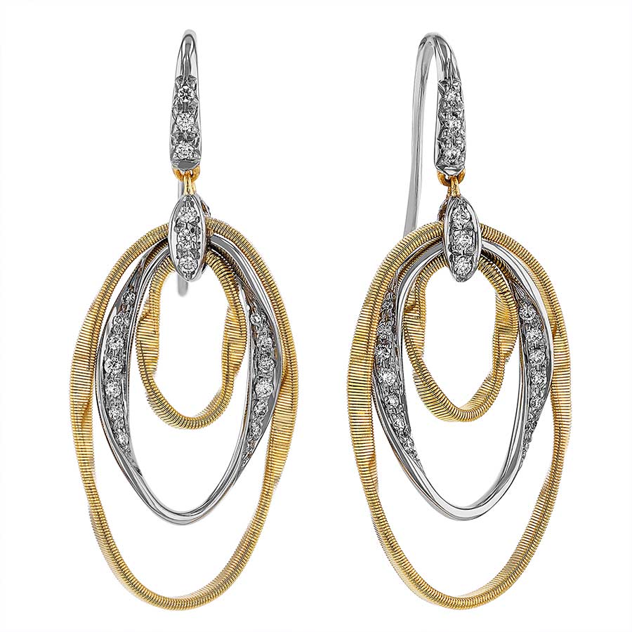 Marco Bicego Marrakech Onde Diamond Drop Earrings in Two Tone Gold
