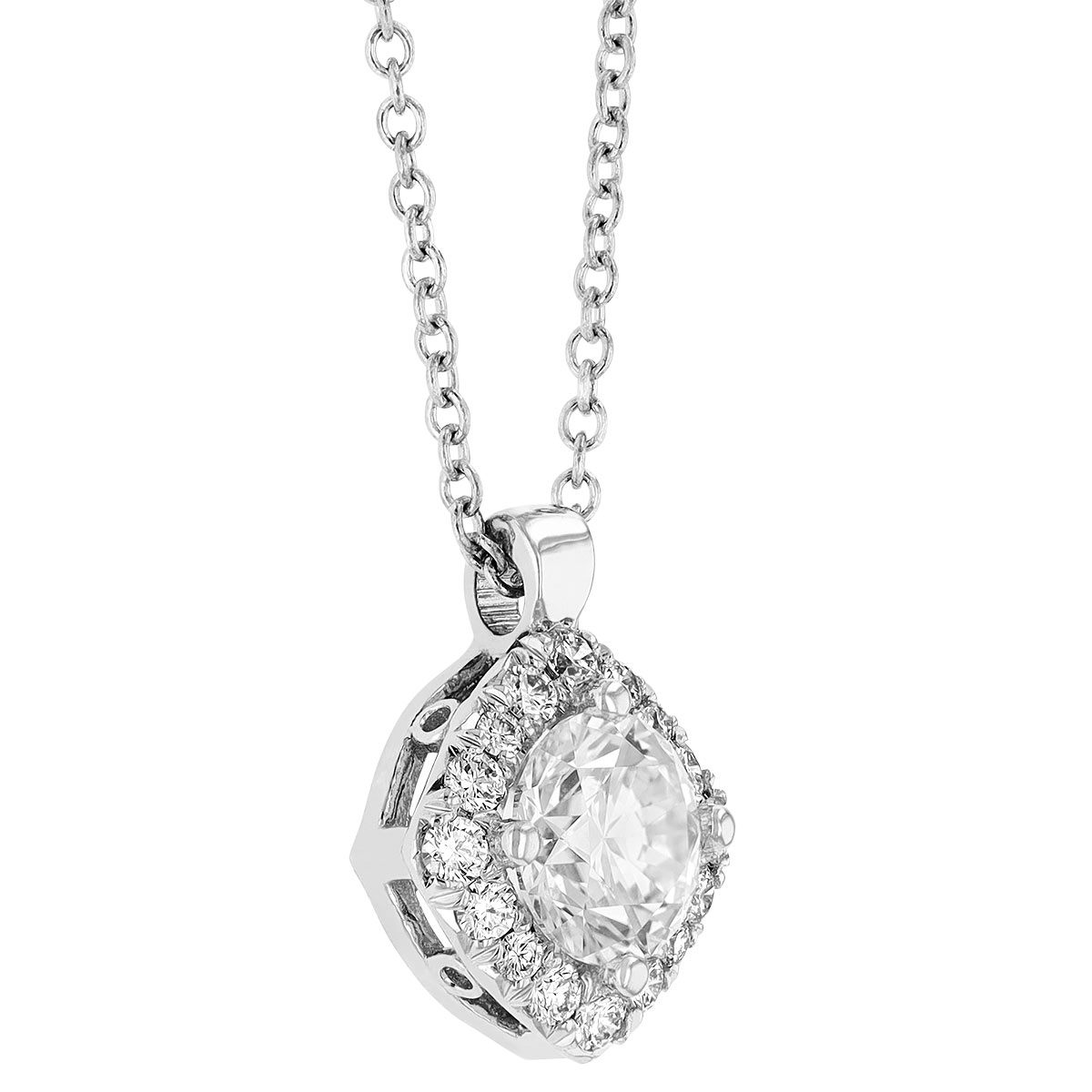 Kalahari Dream Diamond Square Halo Pendant in White Gold, 18