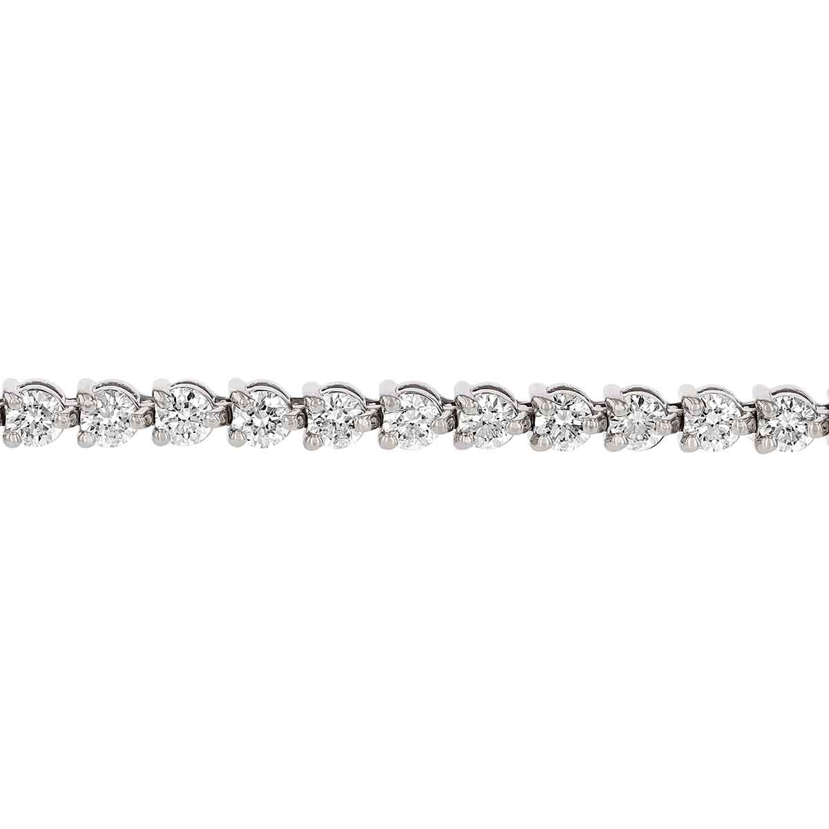 Diamond 3 Prong Tennis Bracelet in White Gold, 7