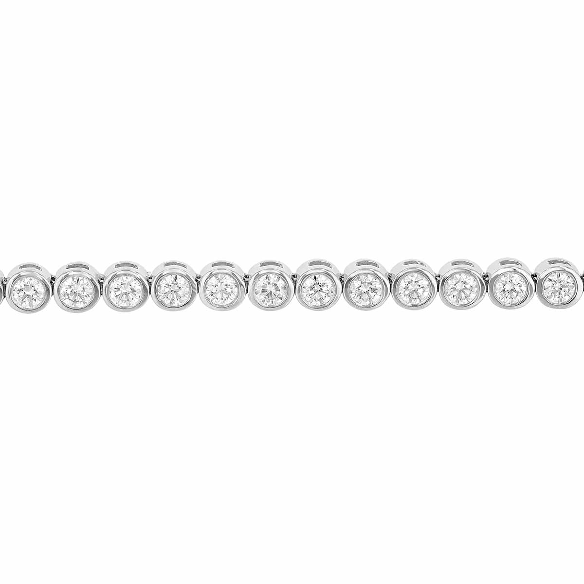 Diamond Bezel Set Tennis Bracelet in White Gold, 3.00 aptw