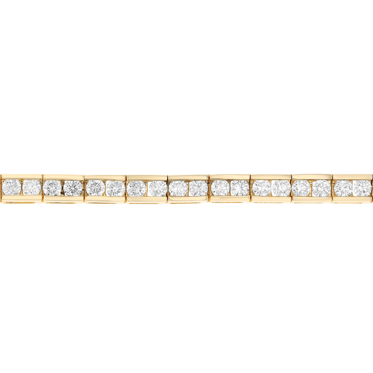 Diamond Channel Set Link Tennis Bracelet in Yellow Gold, 5.00 aptw