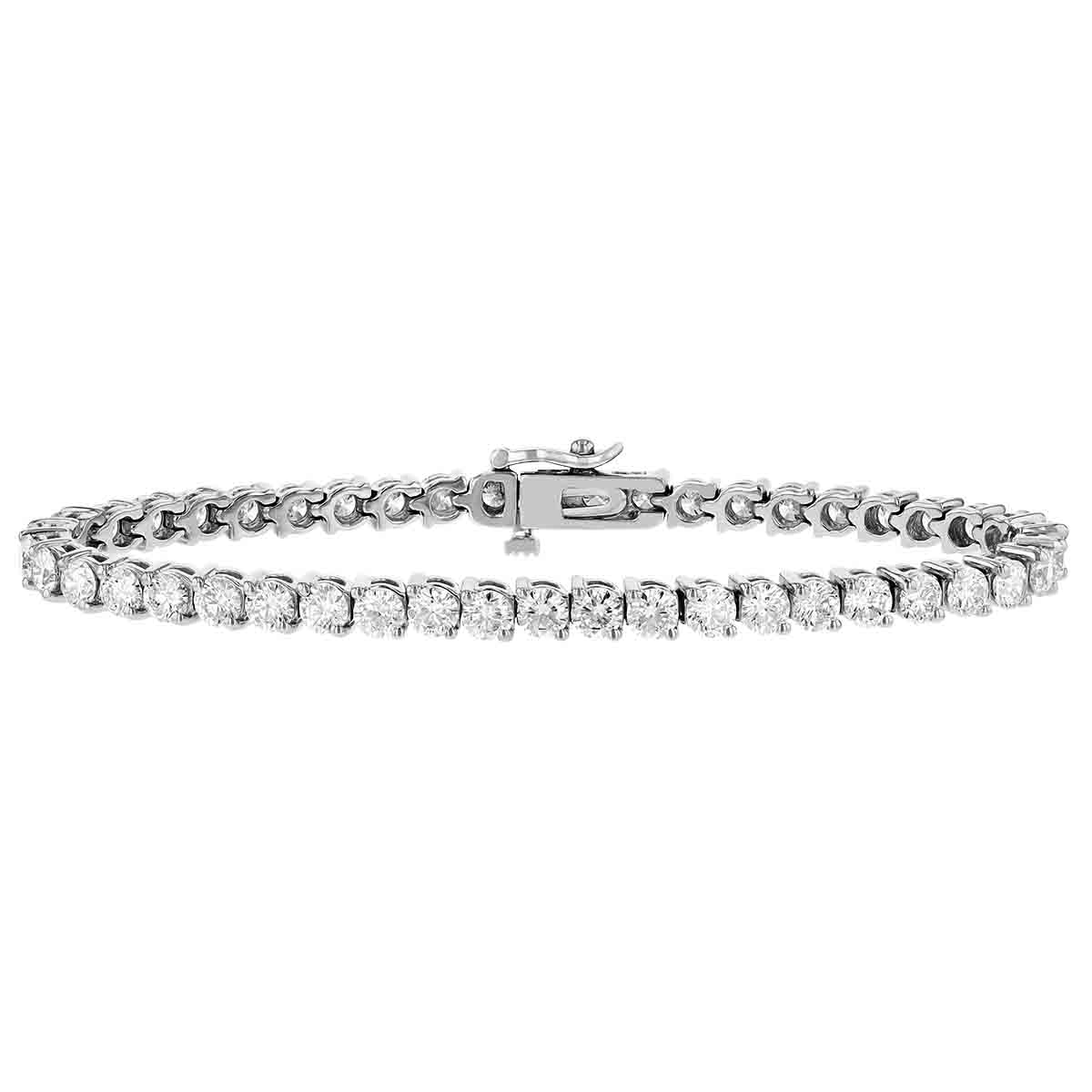 Diamond 2 Prong Tennis Bracelet in White Gold, 8.05 aptw