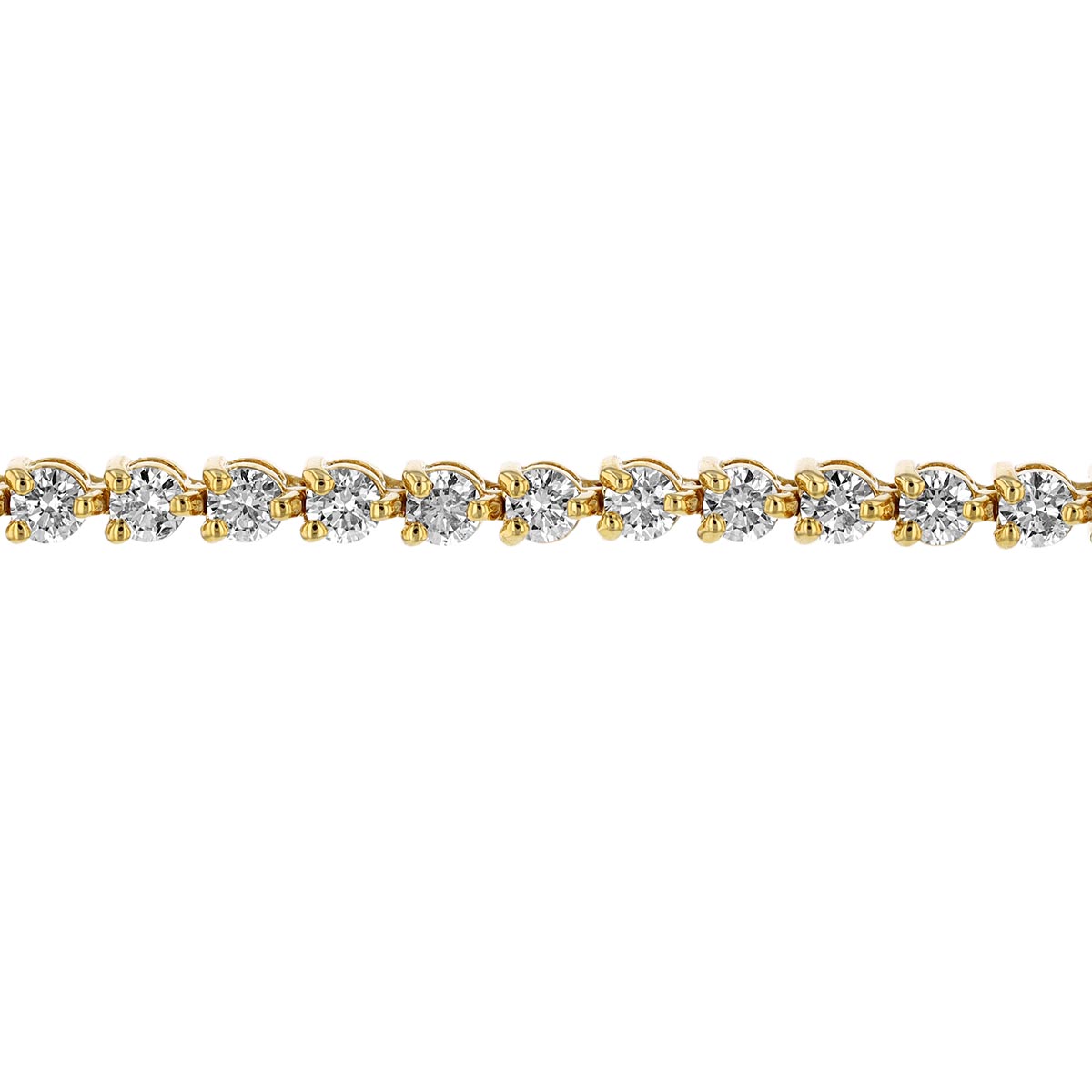 Diamond 3 Prong Tennis Bracelet in Yellow Gold, 3.05 aptw