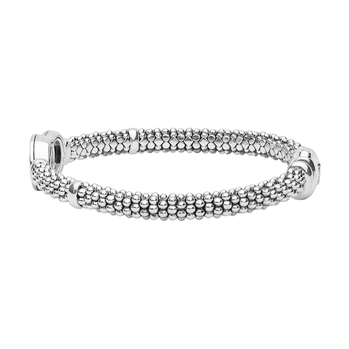 LAGOS Signature Caviar Diamond Interlocking Circle Duo Bracelet in Sterling Silver, 7