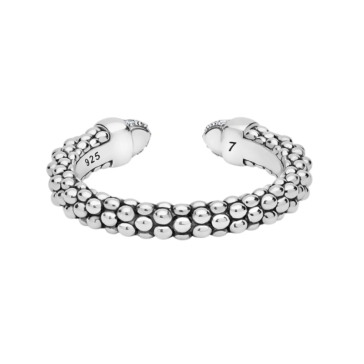 LAGOS Signature Caviar Diamond Pavé Mini Versa Stacking Ring in Sterling Silver