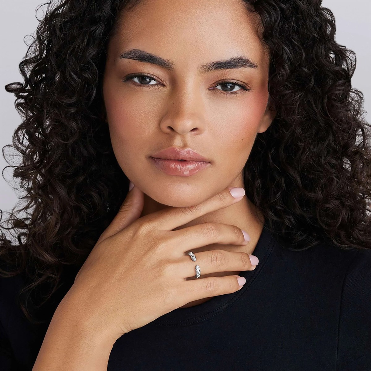 LAGOS Signature Caviar Diamond Pavé Mini Versa Stacking Ring in Sterling Silver