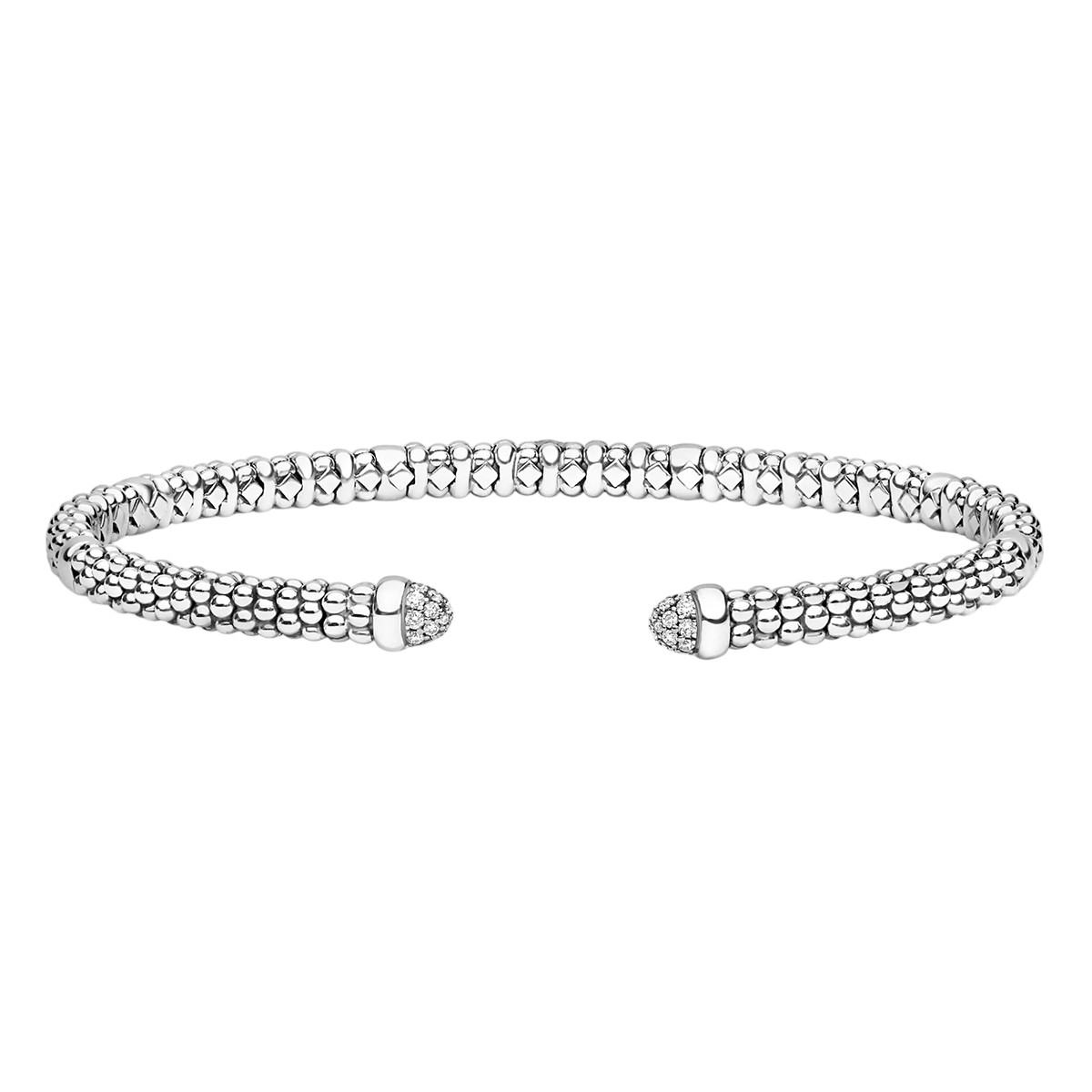 LAGOS Signature Caviar Diamond Pavé Mini Versa Torque Cuff Bracelet in Sterling Silver, 7