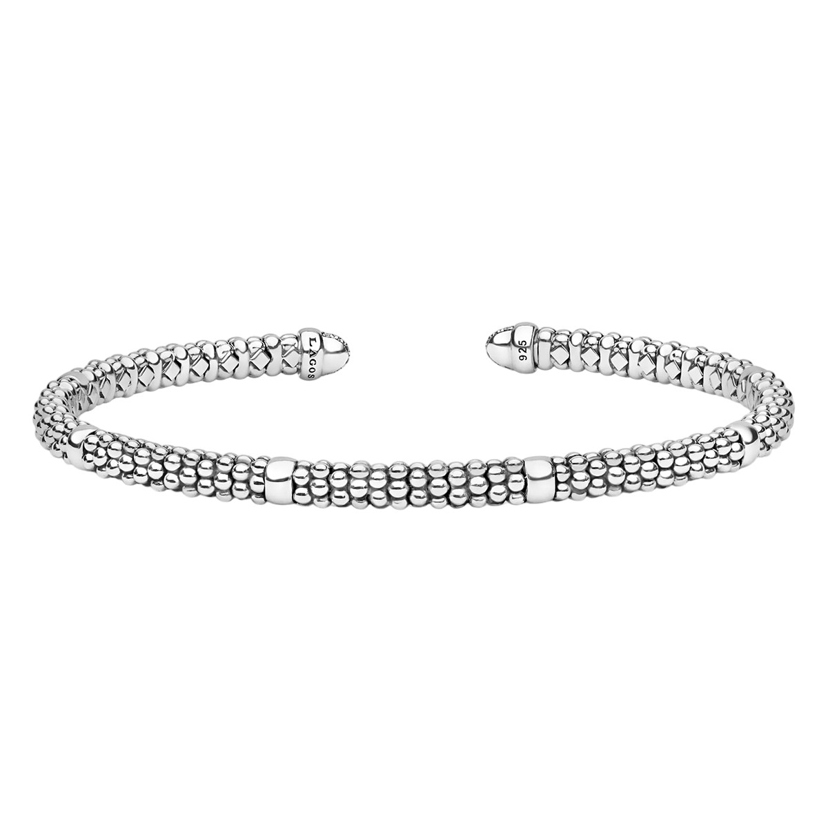 LAGOS Signature Caviar Diamond Pavé Mini Versa Torque Cuff Bracelet in Sterling Silver, 7