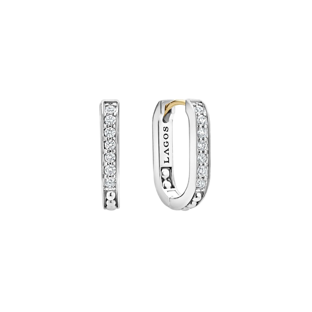 LAGOS Caviar Spark Diamond Linear Hoop Earrings in Sterling Silver
