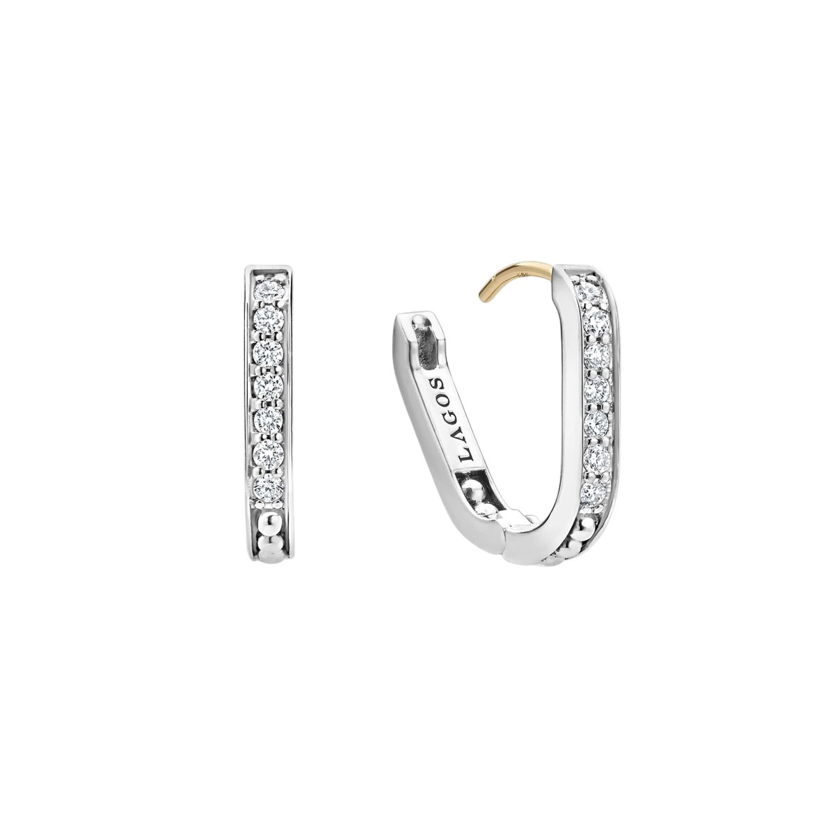 LAGOS Caviar Spark Diamond Linear Hoop Earrings in Sterling Silver