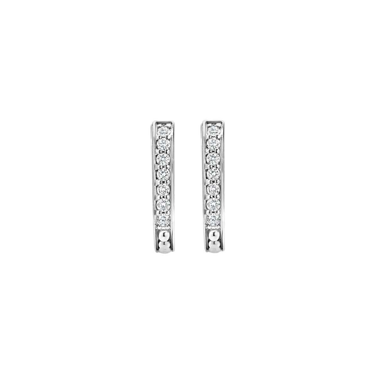LAGOS Caviar Spark Diamond Linear Hoop Earrings in Sterling Silver