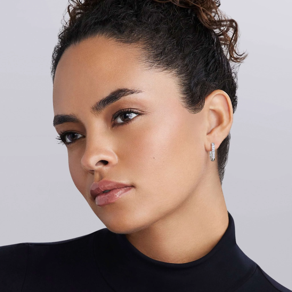 LAGOS Caviar Spark Diamond Linear Hoop Earrings in Sterling Silver