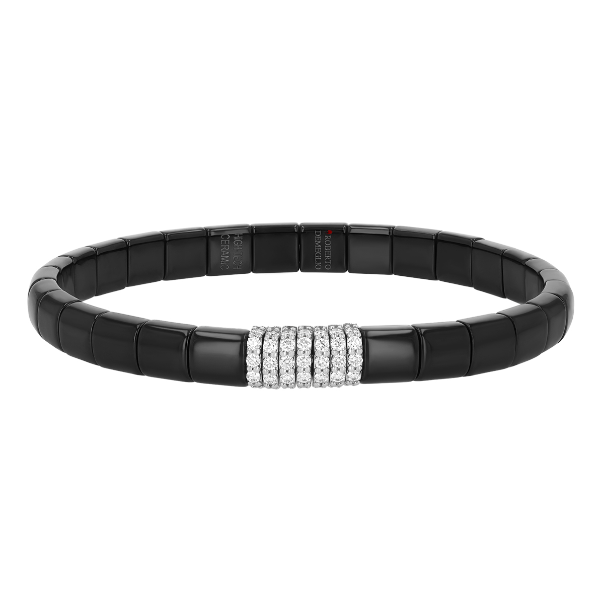 Demeglio Pura Diamond Pavé & Black Ceramic Stretch Bracelet