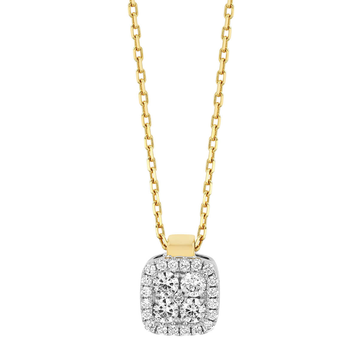 Frederic Sage Firenze Diamond Cluster Square Pendant in Two Tone