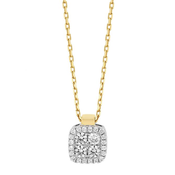Frederic Sage Firenze Diamond Cluster Square Pendant in Two Tone