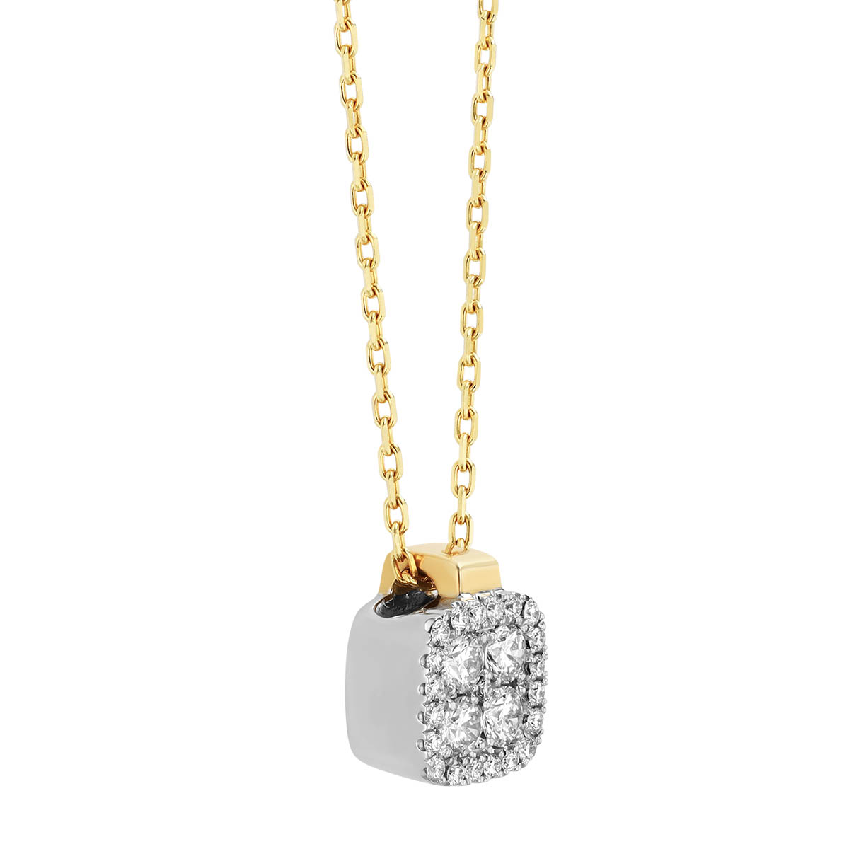 Frederic Sage Firenze Diamond Cluster Square Pendant in Two Tone