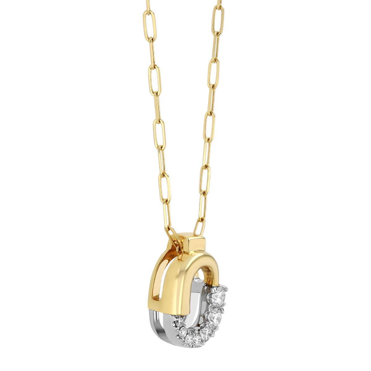 Frederic Sage Love Graduated Diamond Link Pendant in Two Tone