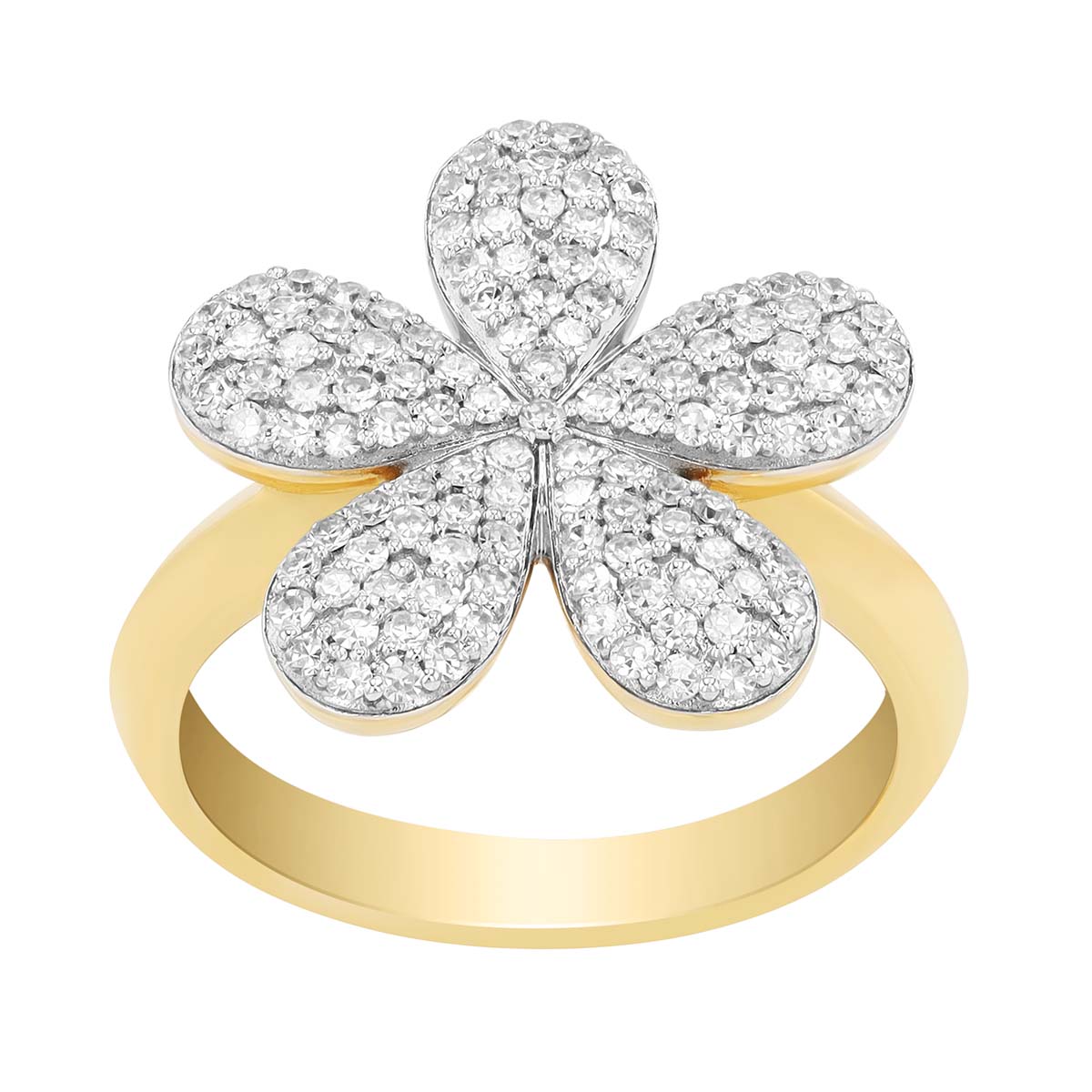 Phillips House Symphony Diamond Pavé Flower Ring in Two Tone, Size 6.5