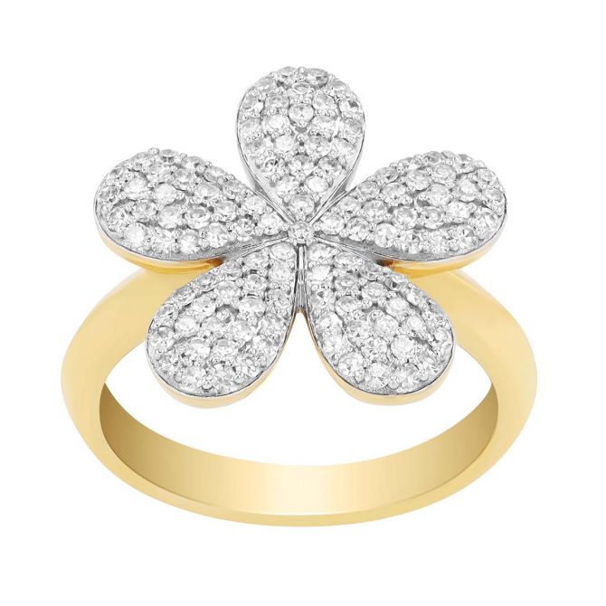 Phillips House Symphony Diamond Pavé Flower Ring in Two Tone, Size 6.5