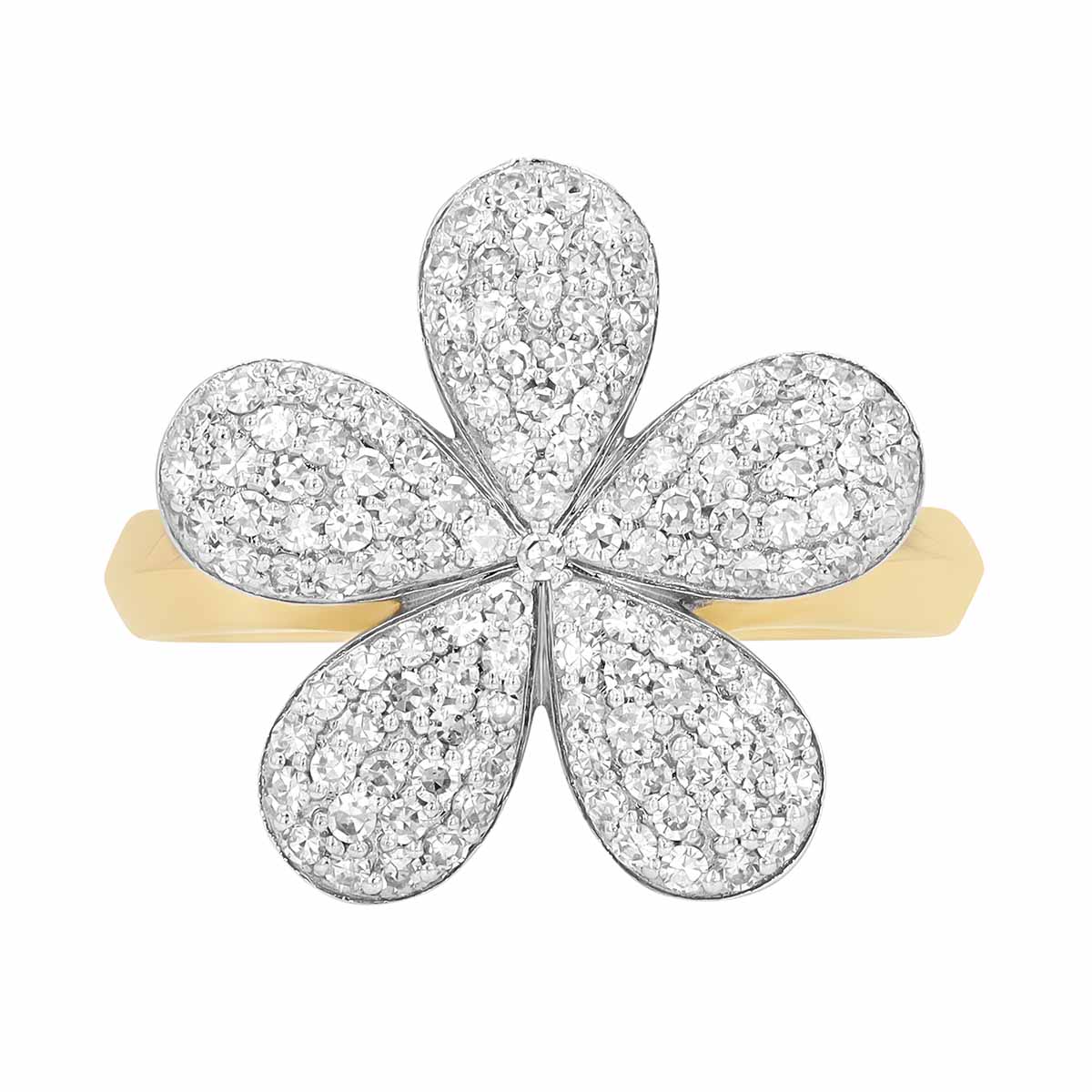 Phillips House Symphony Diamond Pavé Flower Ring in Two Tone, Size 6.5
