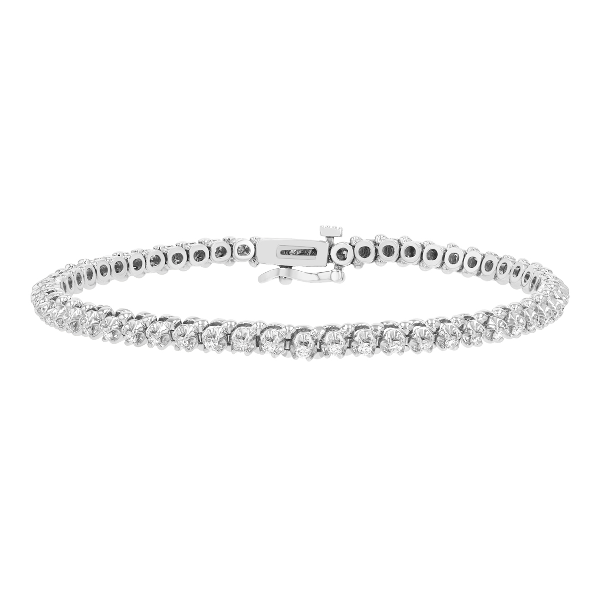 Round Diamond Tennis Bracelet in White Gold, 7