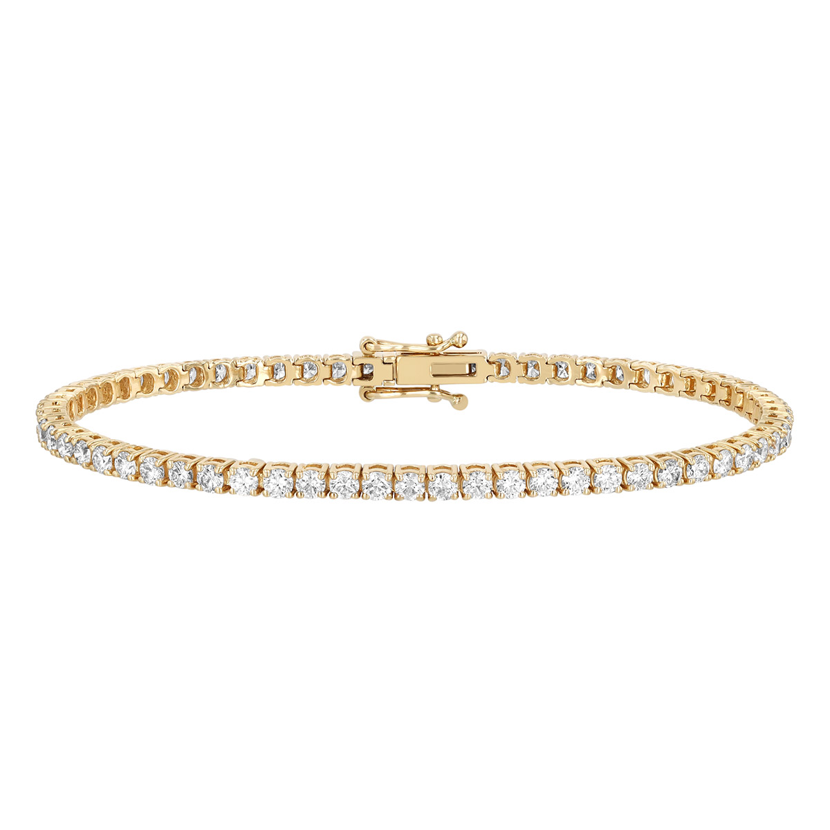 Round Diamond 4 Prong Tennis Bracelet in Yellow Gold, 6