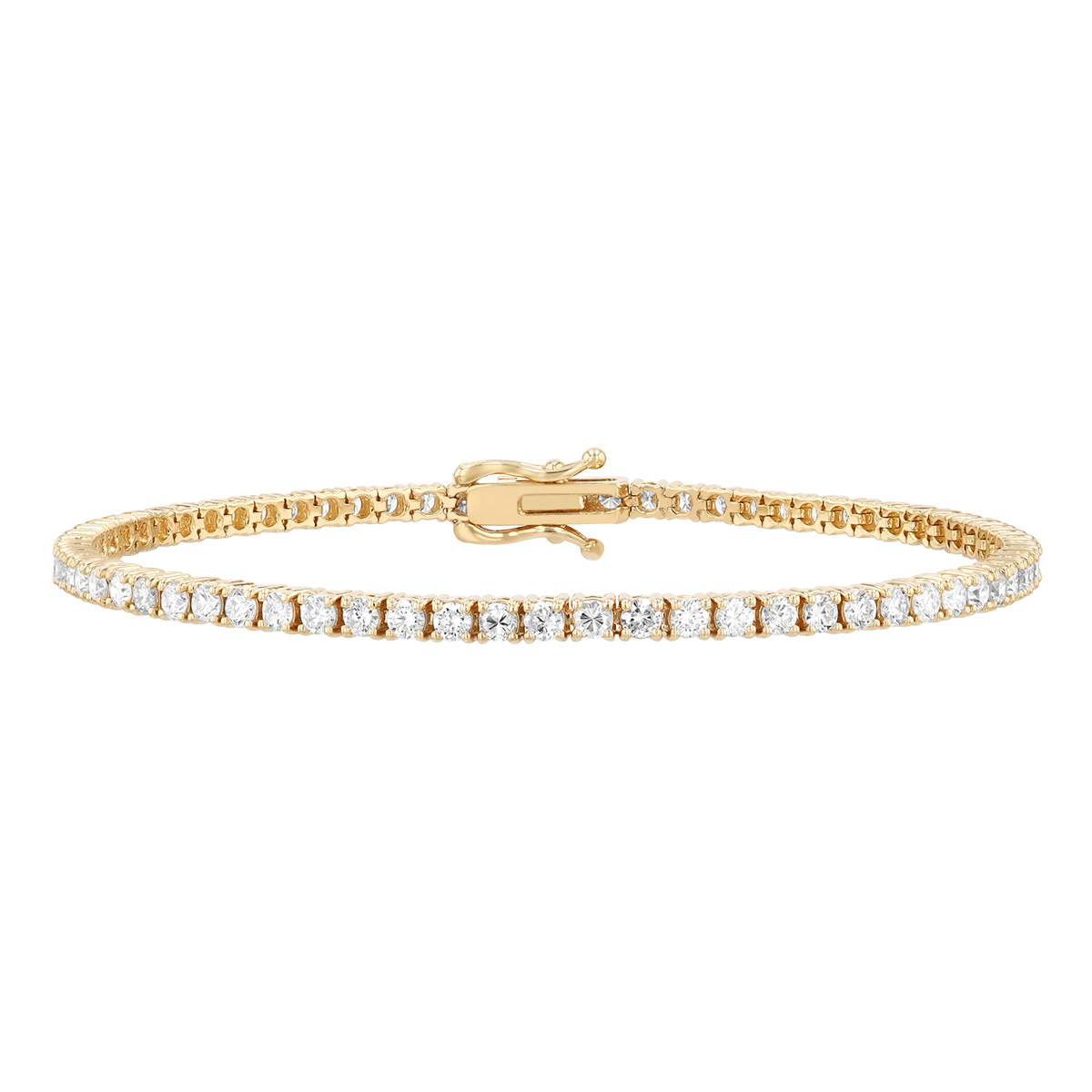 Round Diamond 4 Prong Tennis Bracelet in Yellow Gold, 7