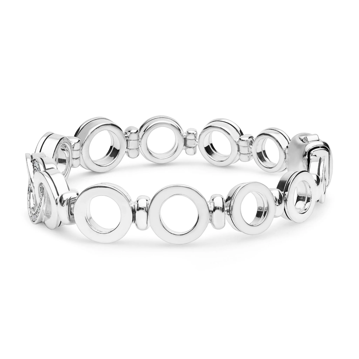 LAGOS Signature Caviar Diamond Interlocking Link Bracelet in Sterling Silver