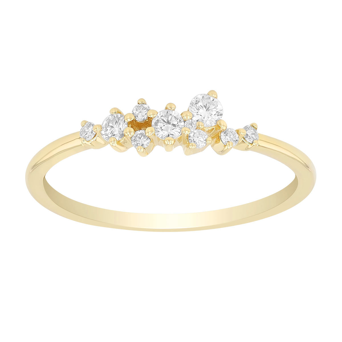 Diamond Cluster Stacking Ring in Yellow Gold