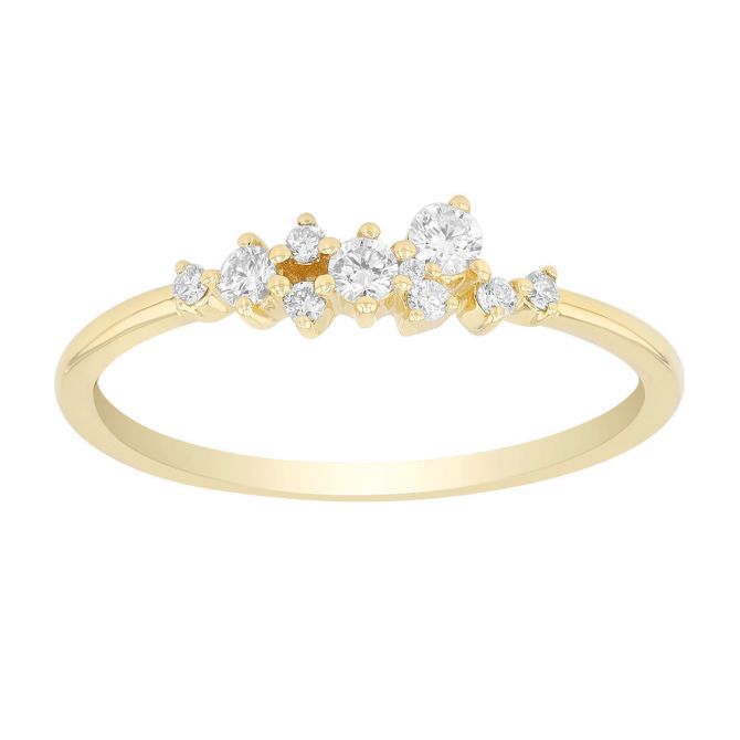 Diamond Cluster Stacking Ring in Yellow Gold