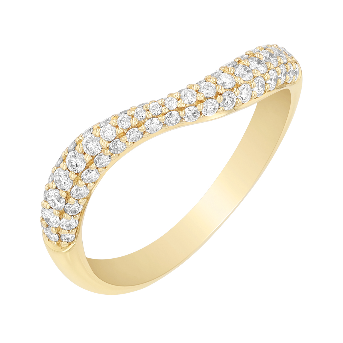 Diamond Pavé Wavy Band Ring in Yellow Gold